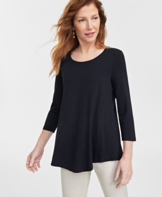 JM Collection Petite 3/4-Sleeve Scoop Neck Top, Exclusively at Macy's
