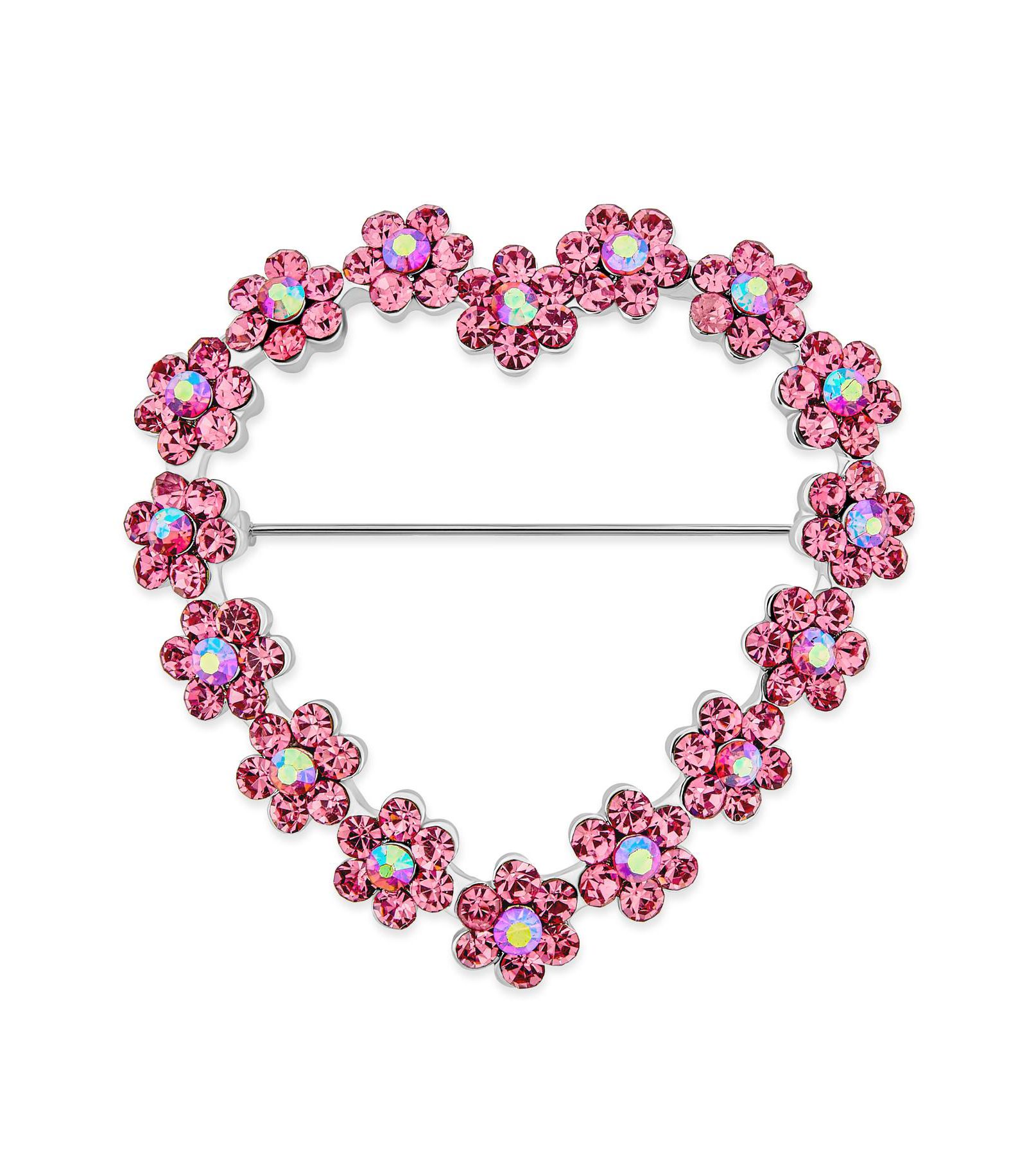 Bling Jewelry романская брошь-булавка в виде цветка с кристаллами и сердцем, родированный сплав