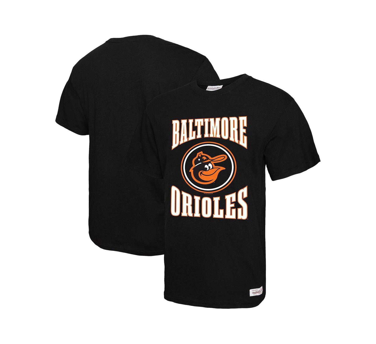 Мужская футболка Mitchell & Ness Black Baltimore Orioles Arched Logo Slub