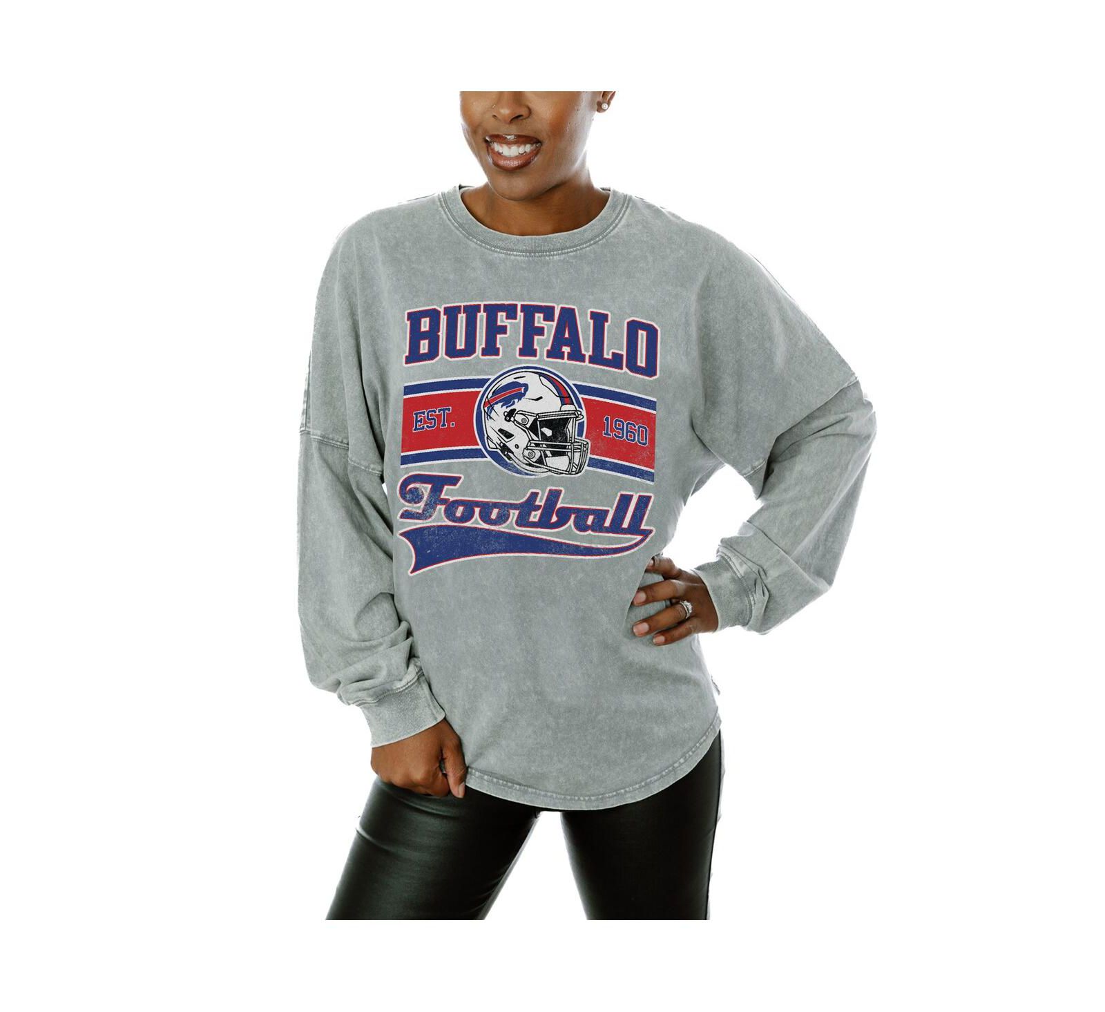 Gameday Couture Women's Gray Buffalo Bills Snow Wash Oversized Long Sleeve T-Shirt
