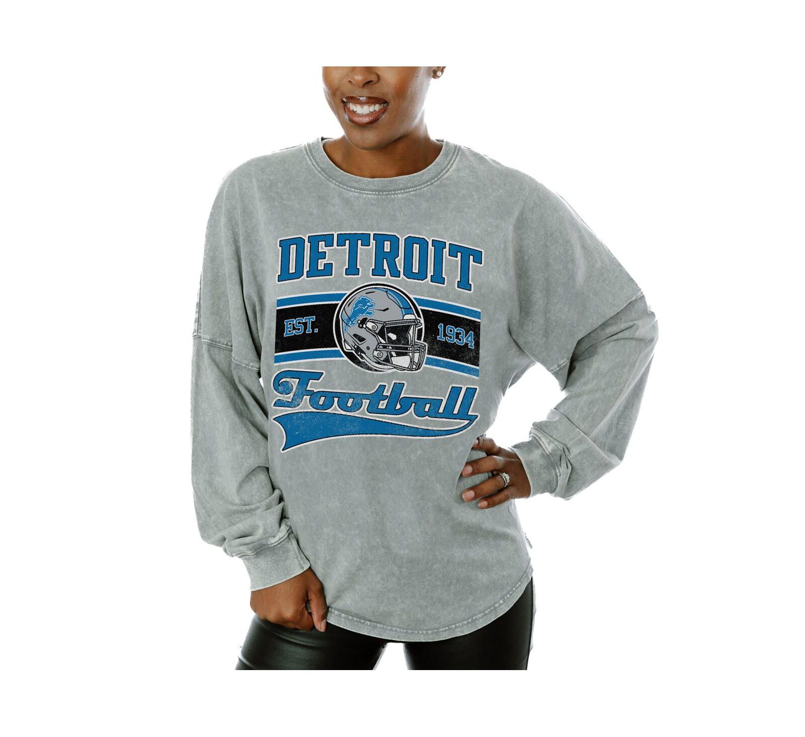 Gameday Couture Women's Gray Detroit Lions Snow Wash Oversized Long Sleeve T-Shirt