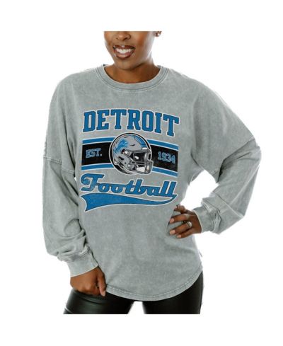 Женская оверсайз футболка Gameday Couture Detroit Lions Snow Wash с длинным рукавом, серая