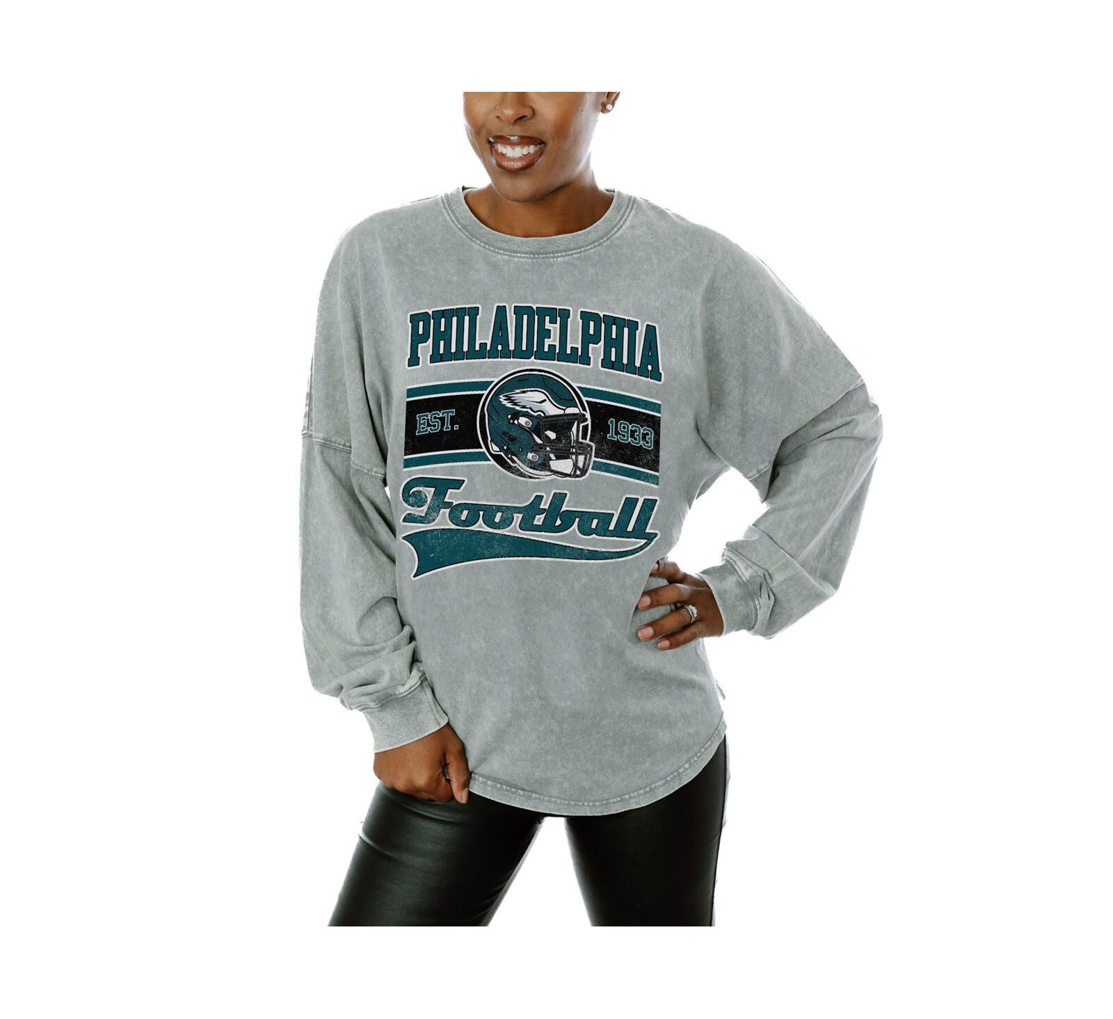 Gameday Couture Women's Gray Philadelphia Eagles Snow Wash Oversized Long Sleeve T-Shirt