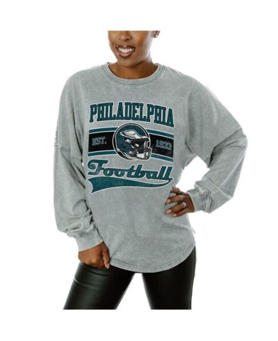 Женская футболка Gameday Couture Gray Philadelphia Eagles Snow Wash Oversized Long Sleeve