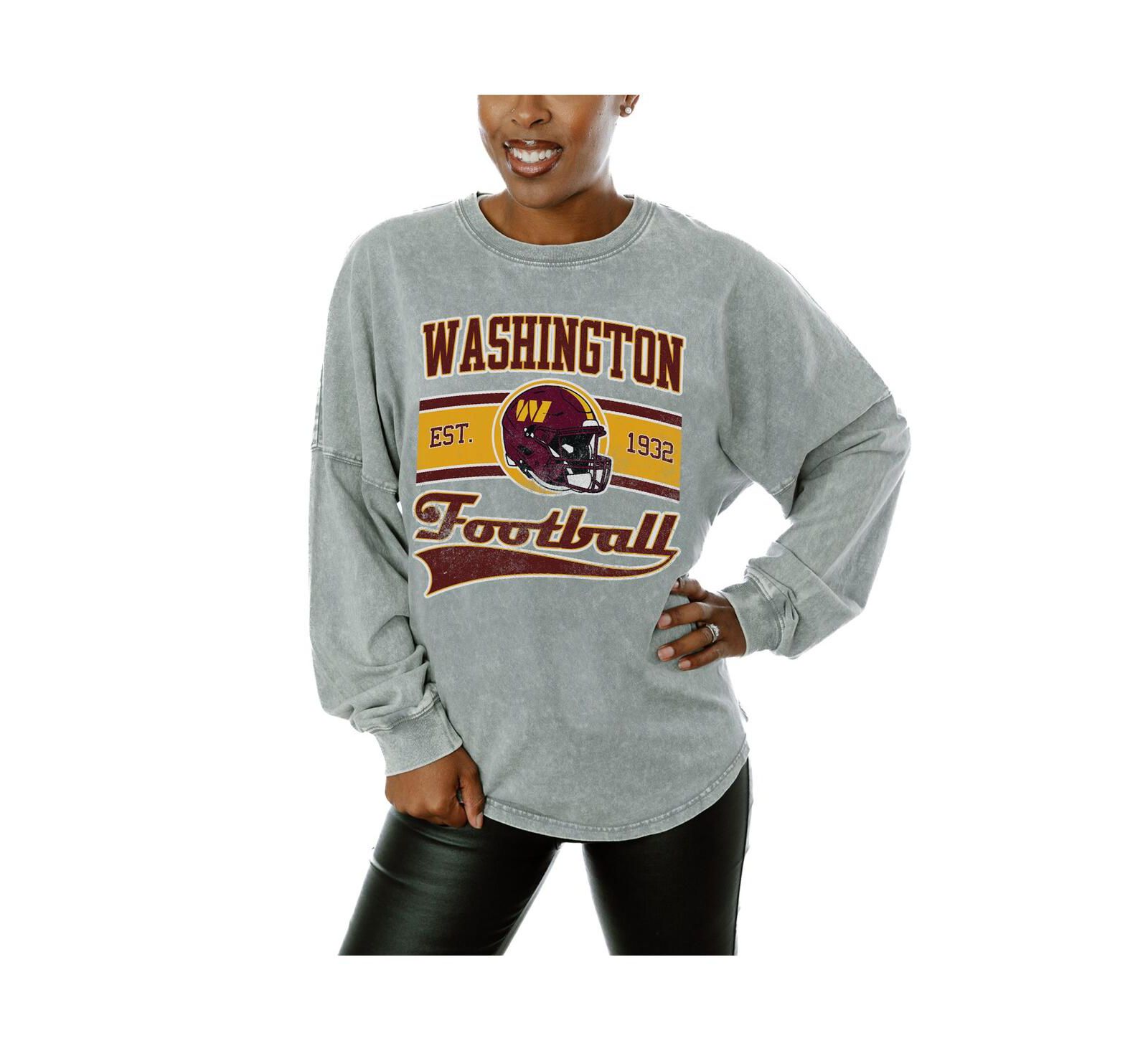 Gameday Couture Women's Gray Washington Commanders Snow Wash Oversized Long Sleeve T-Shirt