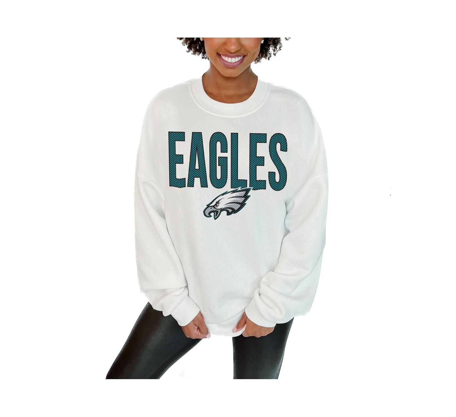 Gameday Couture Women's White Philadelphia Eagles Just Go With It Oversized Long Sleeve Crewneck Sweatshirt