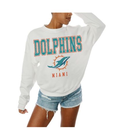 Женская безразмерная толстовка Gameday Couture White Miami Dolphins Sunday Drives Oversized Crewneck Pullover