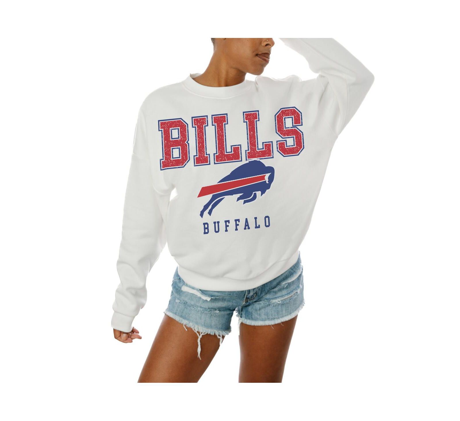 Gameday Couture Women's White Buffalo Bills Sunday Drives Oversized Crewneck Pullover Sweatshirt