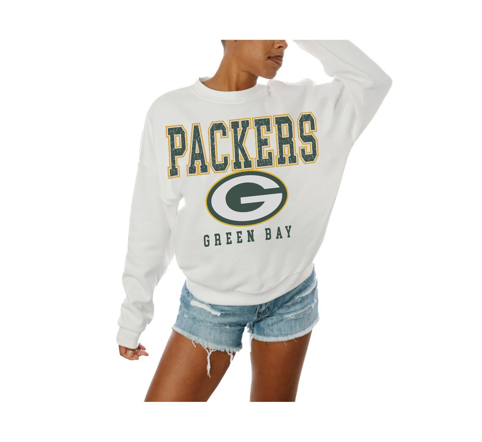 Женское худи Gameday Couture White Green Bay Packers Sunday Drives Oversized Crewneck