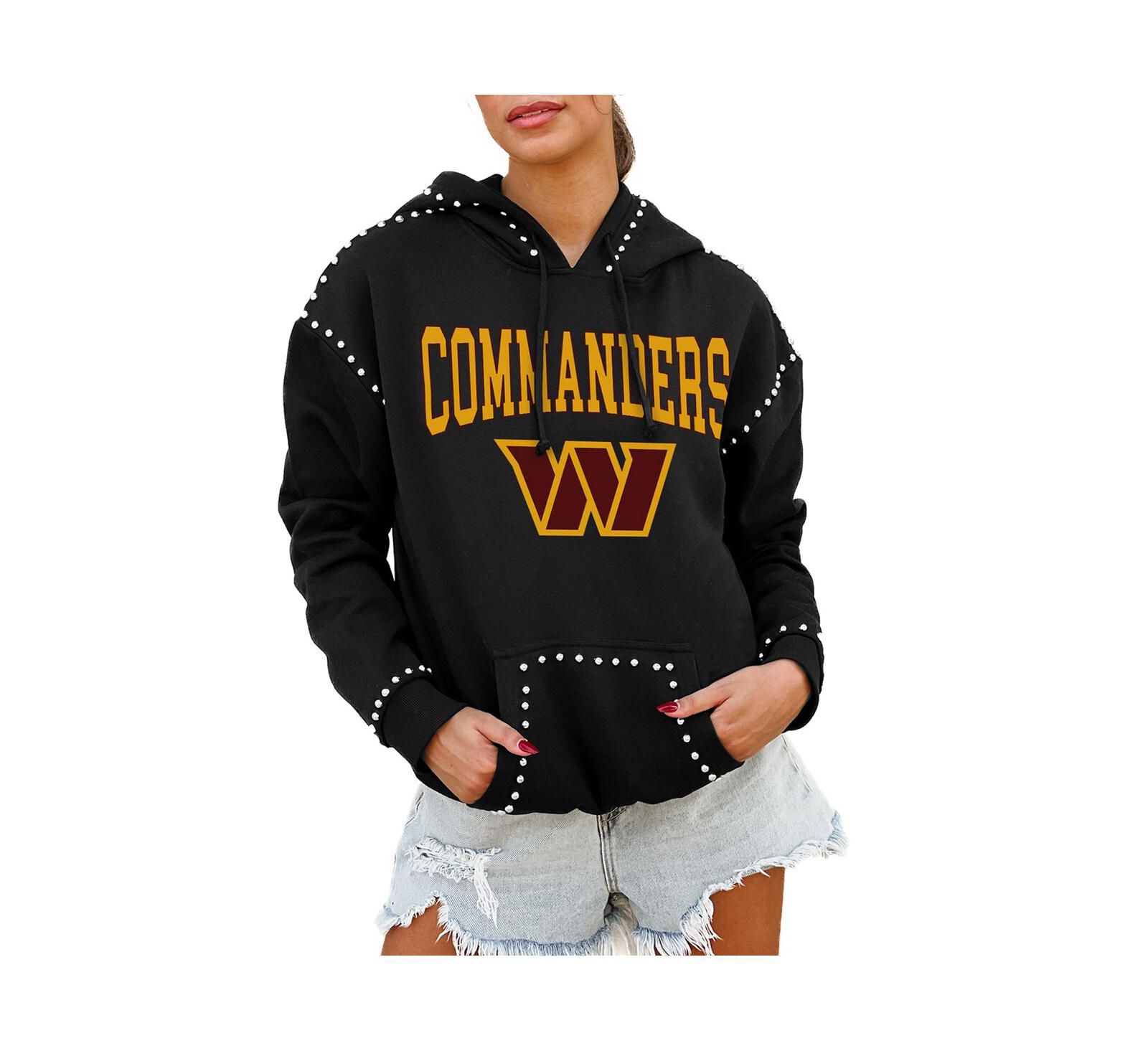 Женское худи Gameday Couture Black Washington Commanders Catch the Vibe с отделкой стразами