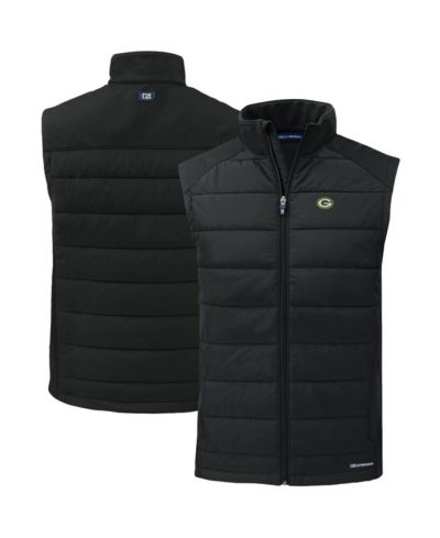 Cutter & Buck Мужской жилет Black Green Bay Packers Primary Mark Evoke PrimaLoft Hybrid Eco Softshell Full-Zip