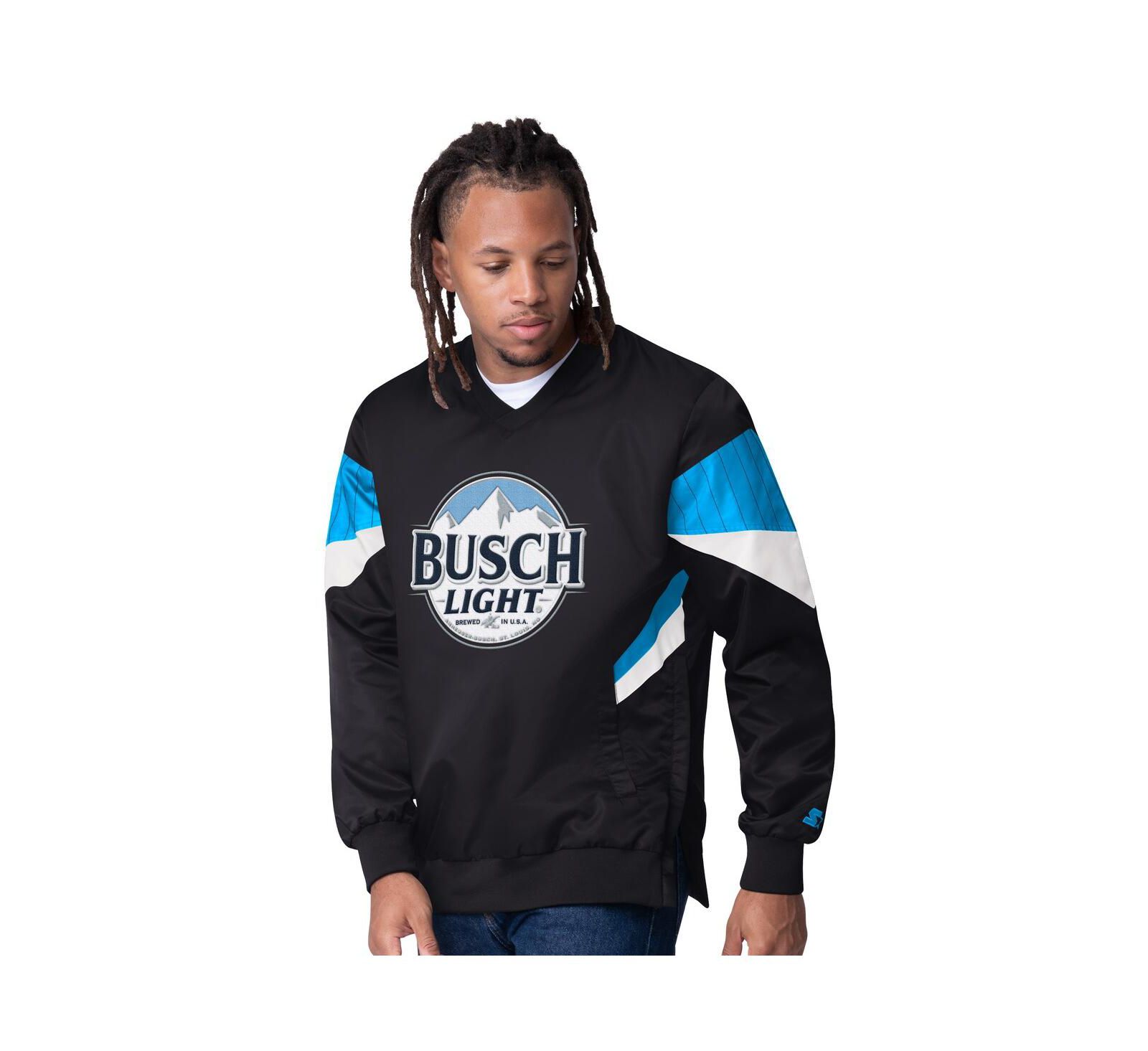 Starter Men's Black Ross Chastain Busch Light Striker I V-Neck Pullover Jacket