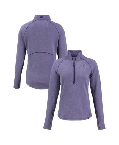 Cutter & Buck Women's Heather Purple Baltimore Ravens Peshastin Eco Fleece Tri-Blend Raglan Half-Zip Jacket
