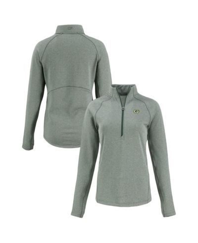 Cutter & Buck Women's Heather Green Green Bay Packers Peshastin Eco Fleece Tri-Blend Raglan Half-Zip Jacket