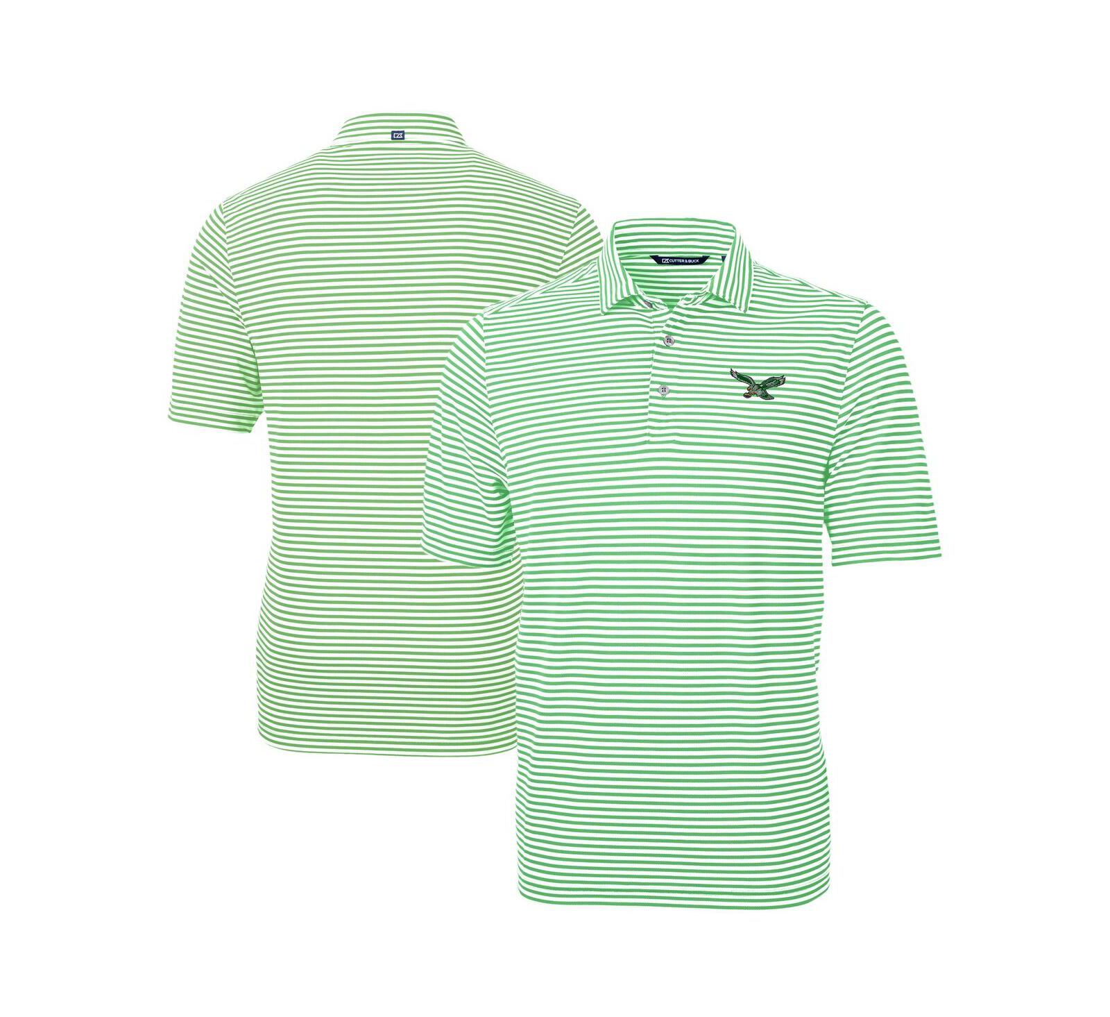 Мужская поло-рубашка Cutter & Buck Kelly Green Philadelphia Eagles Virtue Eco Pique Stripe
