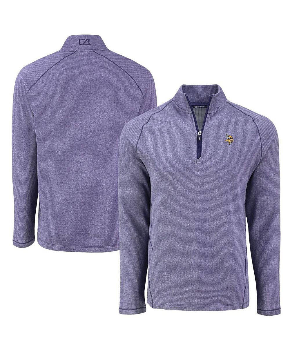 Cutter & Buck мужская куртка Minnesota Vikings Peshastin Eco Fleece Tri-Blend Raglan Quarter-Zip, Heather Purple