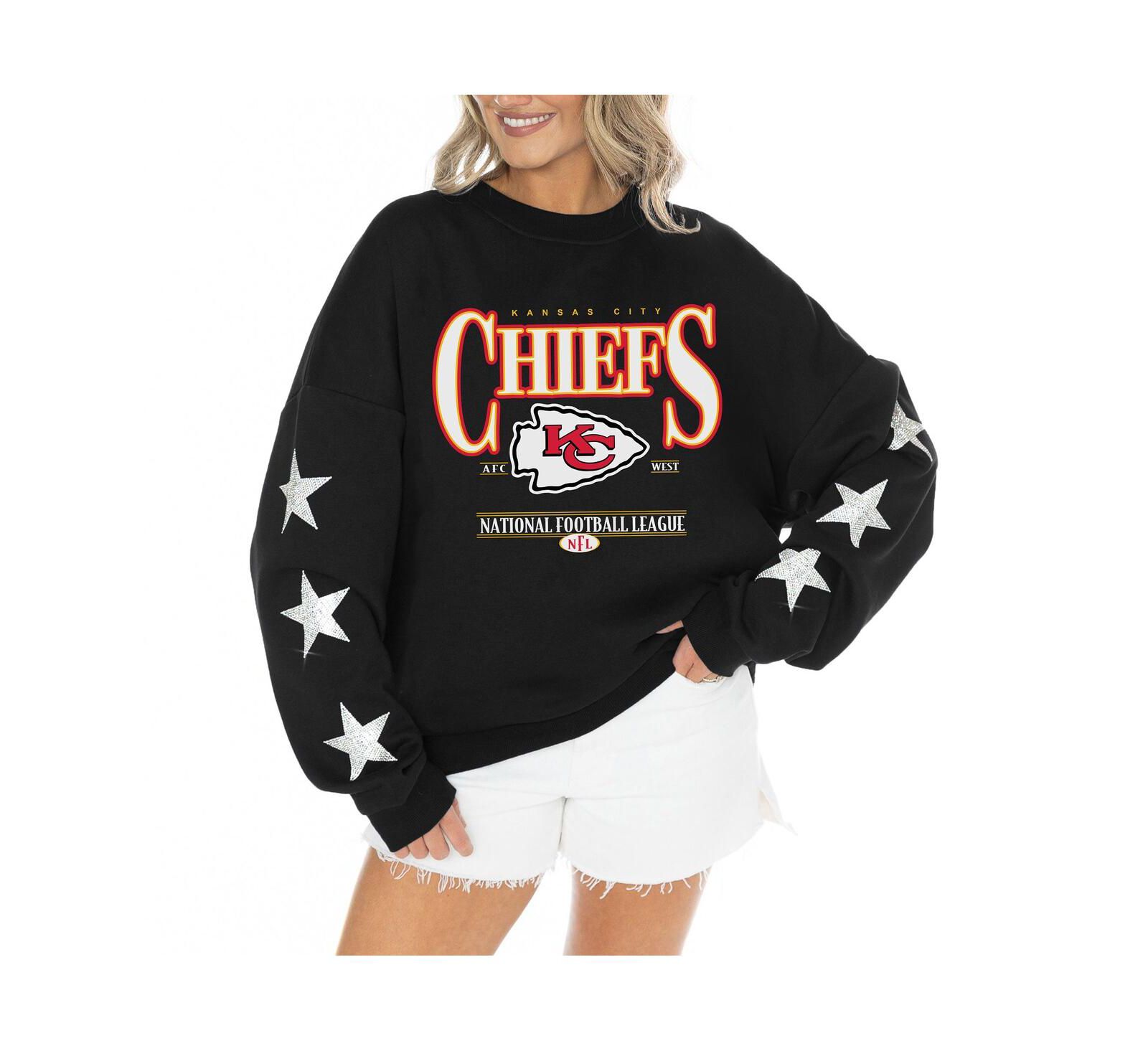 Gameday Couture Women's Black Kansas City Chiefs Rhinestone Star Sleeve Settle the Score Tri-Blend Pullover