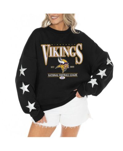 Женское худи Gameday Couture Black Minnesota Vikings Rhinestone Star Sleeve Settle the Score Tri-Blend
