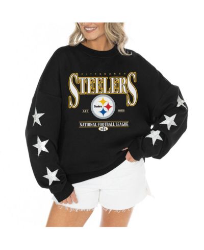 Женское худи Gameday Couture Pittsburgh Steelers Rhinestone Star Sleeve Settle the Score Tri-Blend Pullover