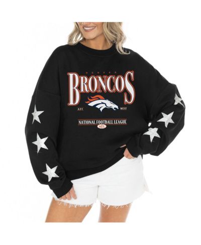Женское свитшот-пуловер Gameday Couture Women's Black Denver Broncos Rhinestone Star Sleeve Settle the Score Tri-Blend