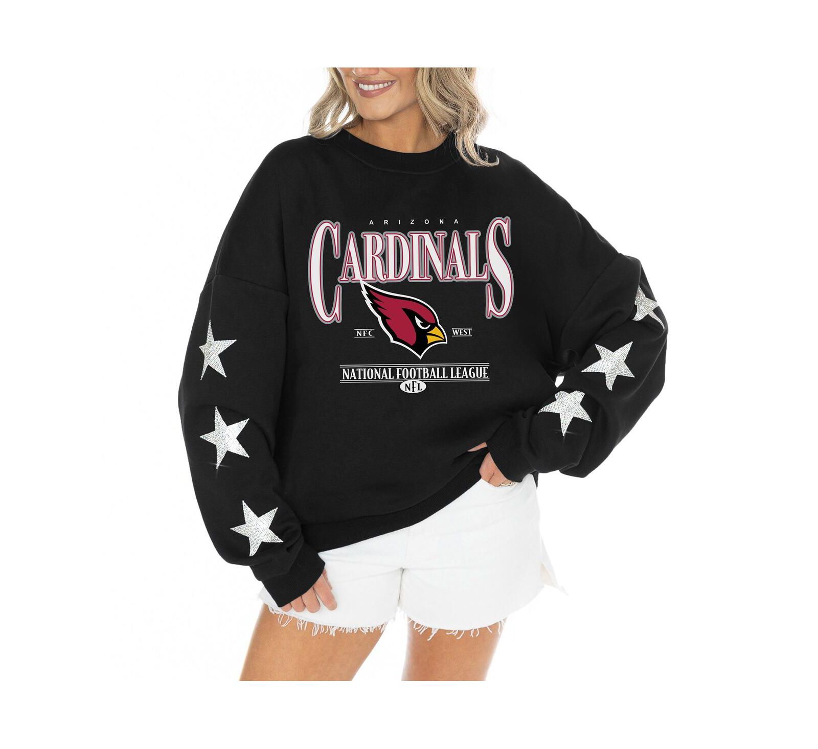 Gameday Couture Women's Black Arizona Cardinals Rhinestone Star Sleeve Settle the Score Tri-Blend Pullover