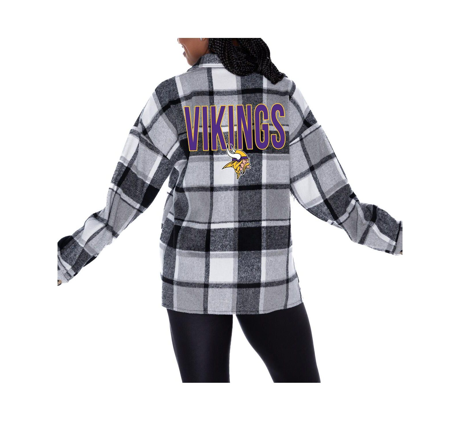 Gameday Couture Женская серая рубашка-накидка Minnesota Vikings Fieldside Fun Plaid с пуговицами