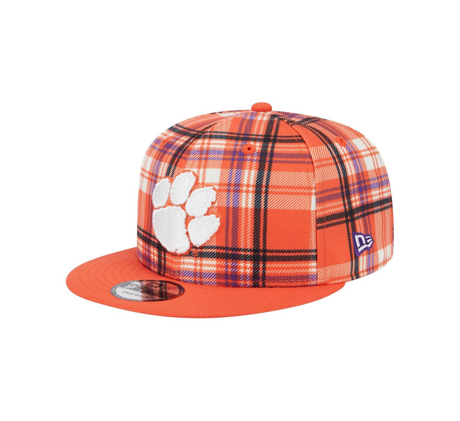 Мужская кепка New Era Orange Clemson Tigers Plaid 9FIFTY