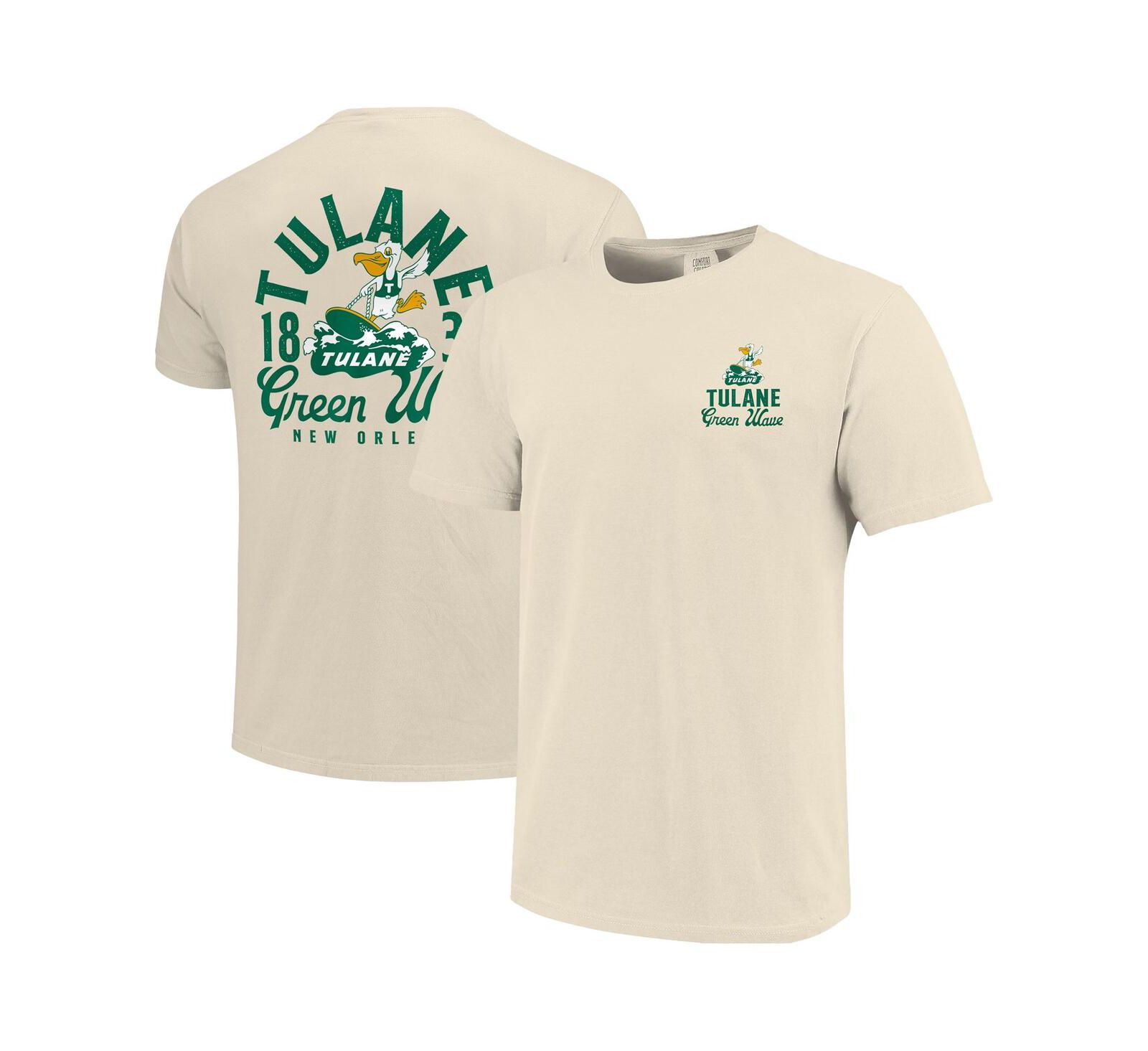 Image One Men's Cream Tulane Green Wave Comfort Colors Mascot Overlay T-Shirt