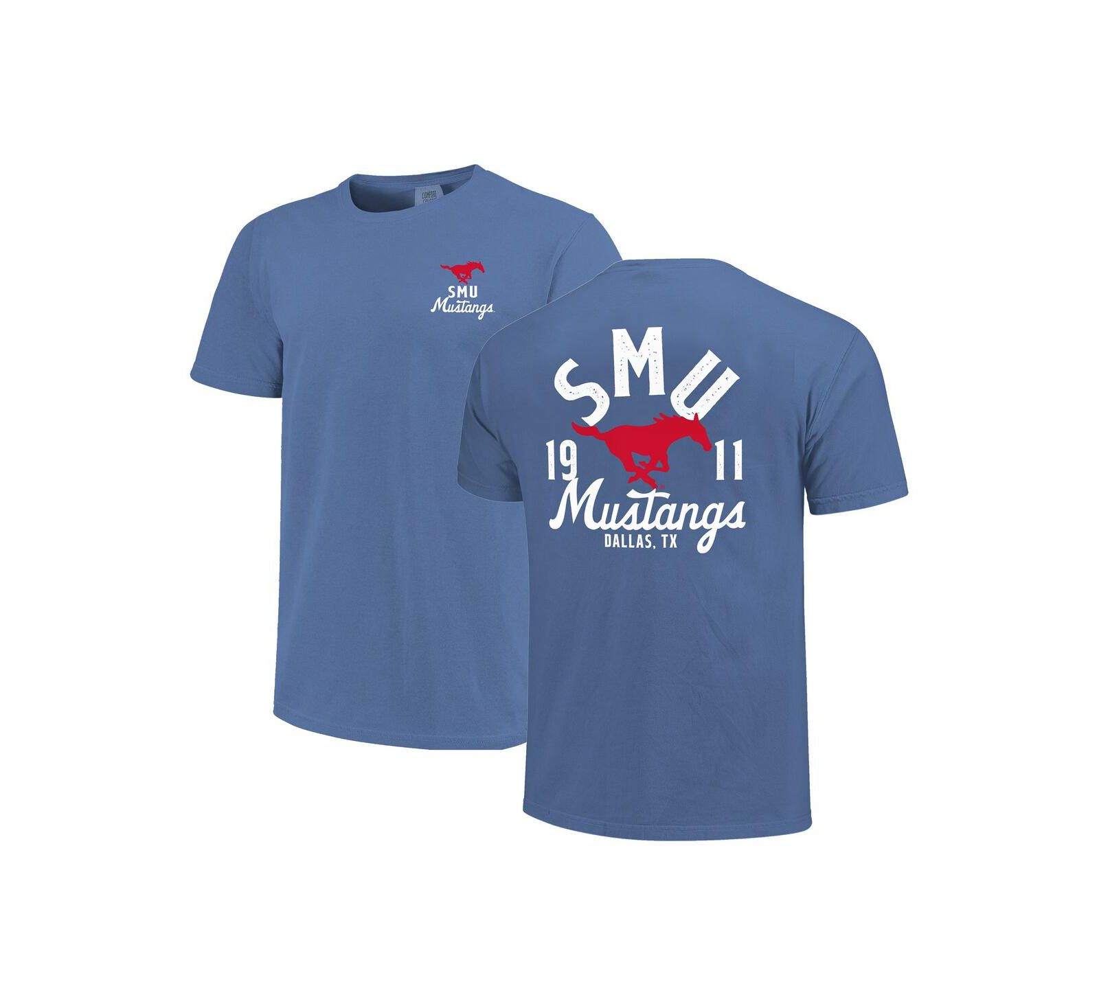Image One Men's Royal SMU Mustangs Comfort Colors Mascot Overlay T-Shirt