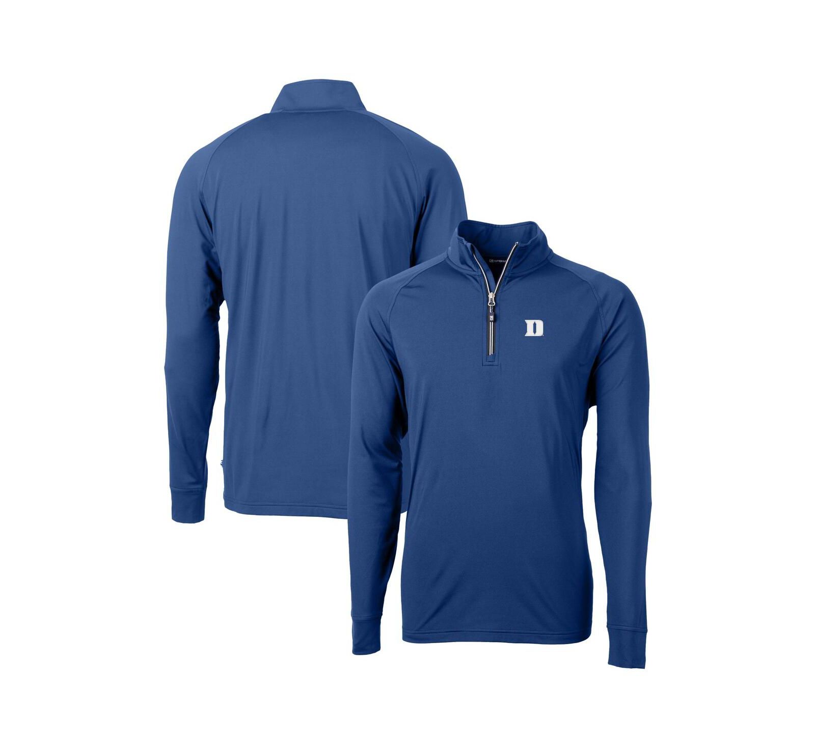 Мужской трикотажный топ Cutter & Buck Duke Blue Devils Adapt Knit Stretch Raglan DryTec с молнией на четверть