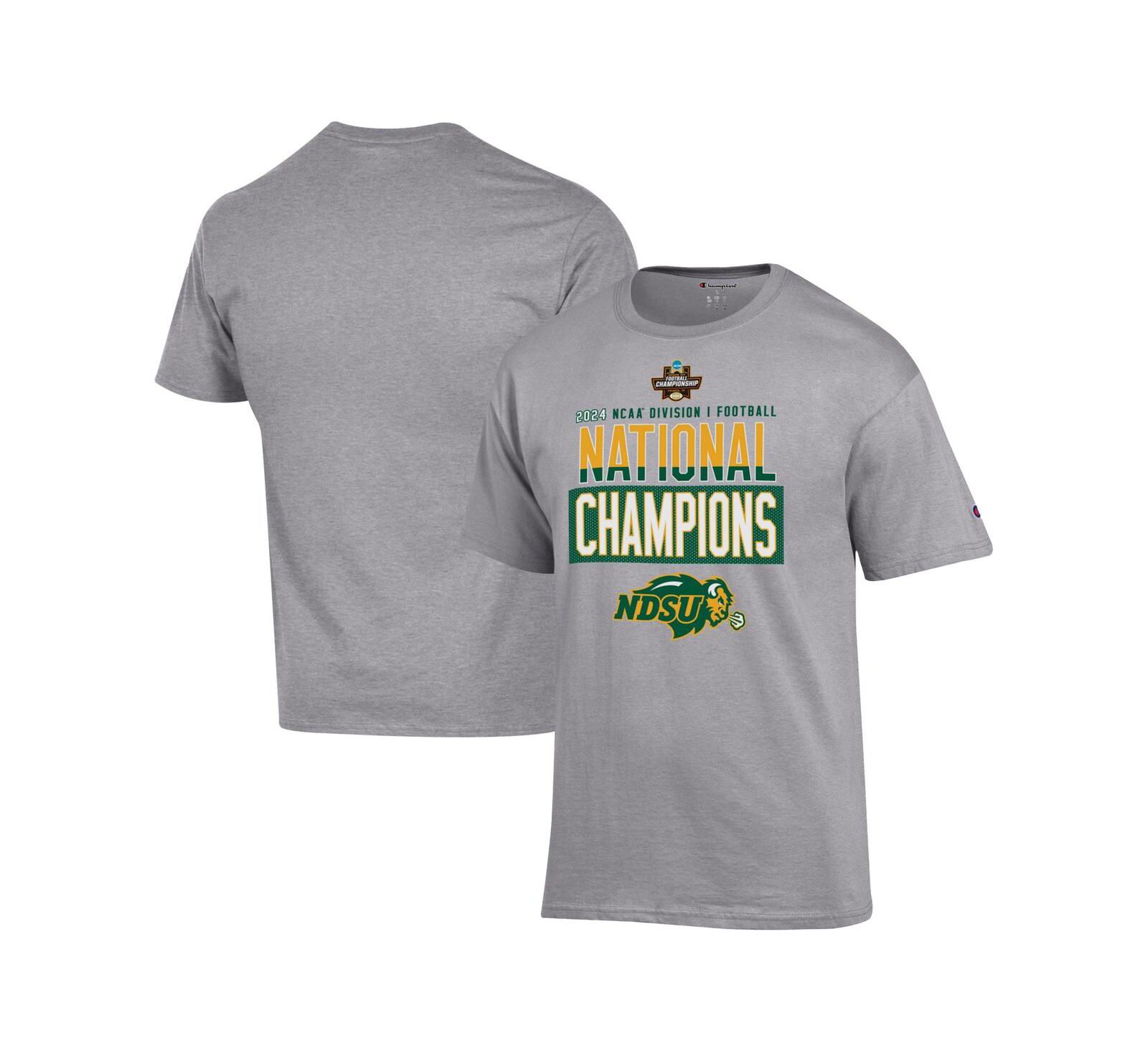 Футболка Champion Мужская серая NDSU Bison 2024 NCAA FCS Football National Champions Locker Room