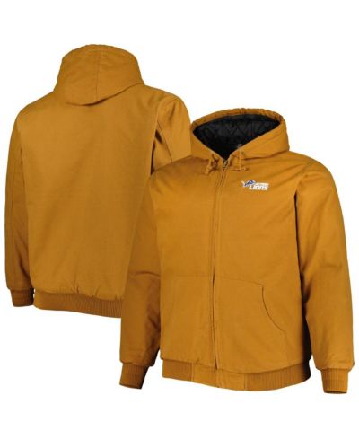 Dunbrooke Men's Tan Detroit Lions Big & Tall Dakota Canvas Hoodie Full-Zip Jacket