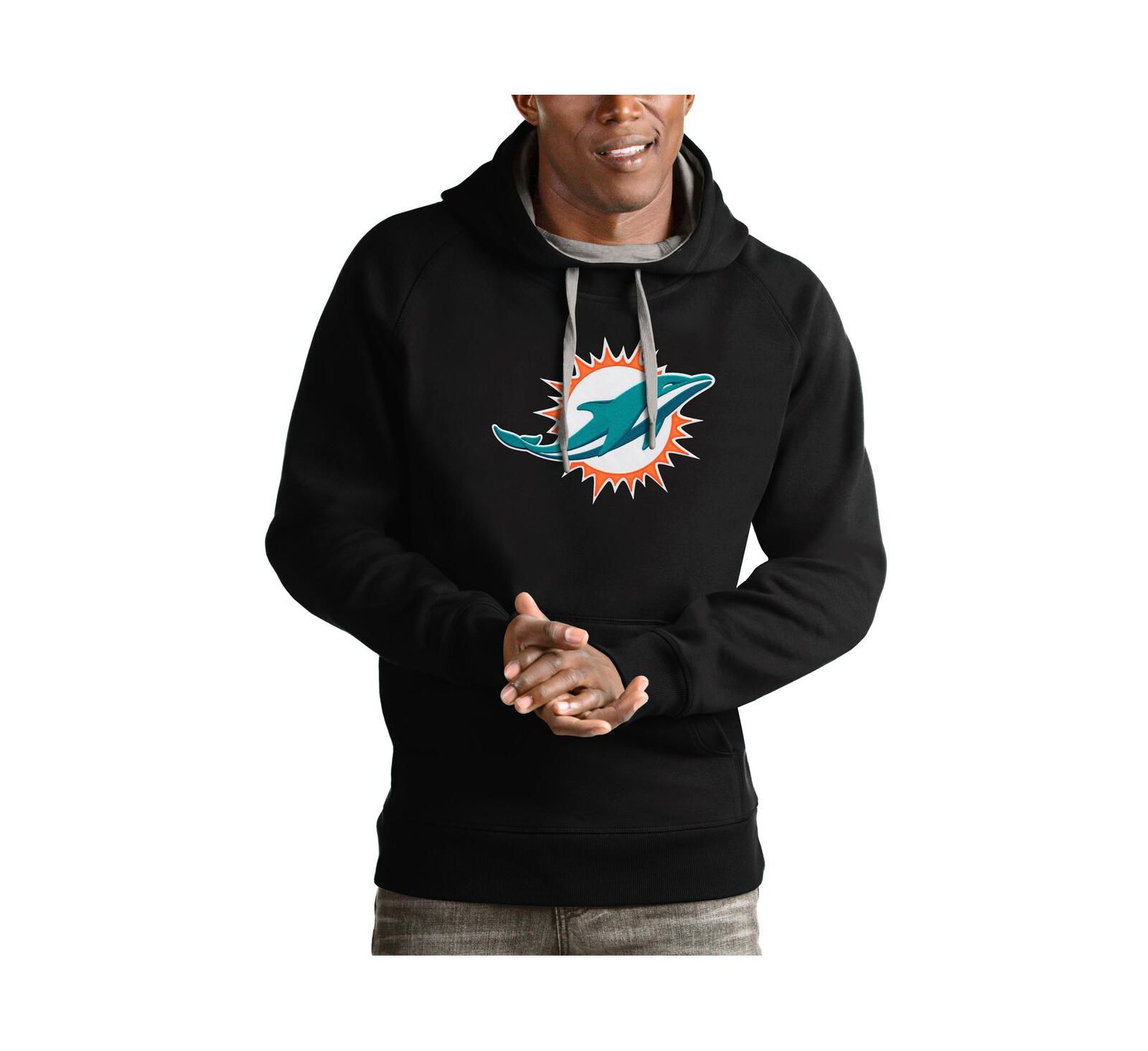 Мужское худи Antigua Black Miami Dolphins Victory с начесом
