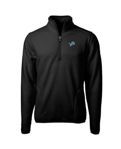 Cutter & Buck Men's Black Detroit Lions Big & Tall Cascade Sherpa Fleece Quarter-Zip Pullover Jacket
