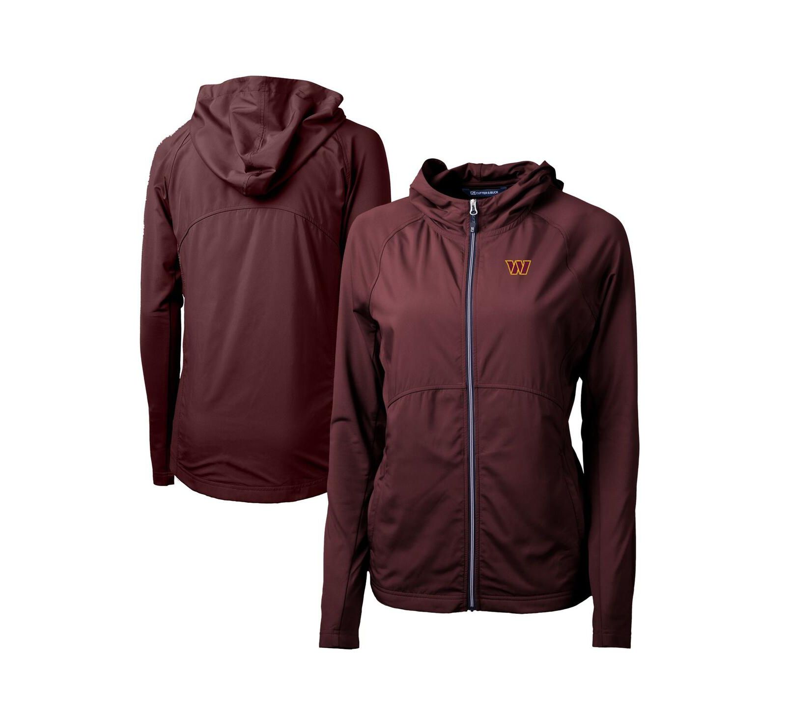 Cutter & Buck Women's Burgundy Washington Commanders Adapt Knit Hybrid Full-Zip Hoodie