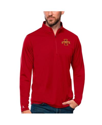 Мужская кофта Antigua Cardinal Iowa State Cyclones Tribute с молнией на четверть
