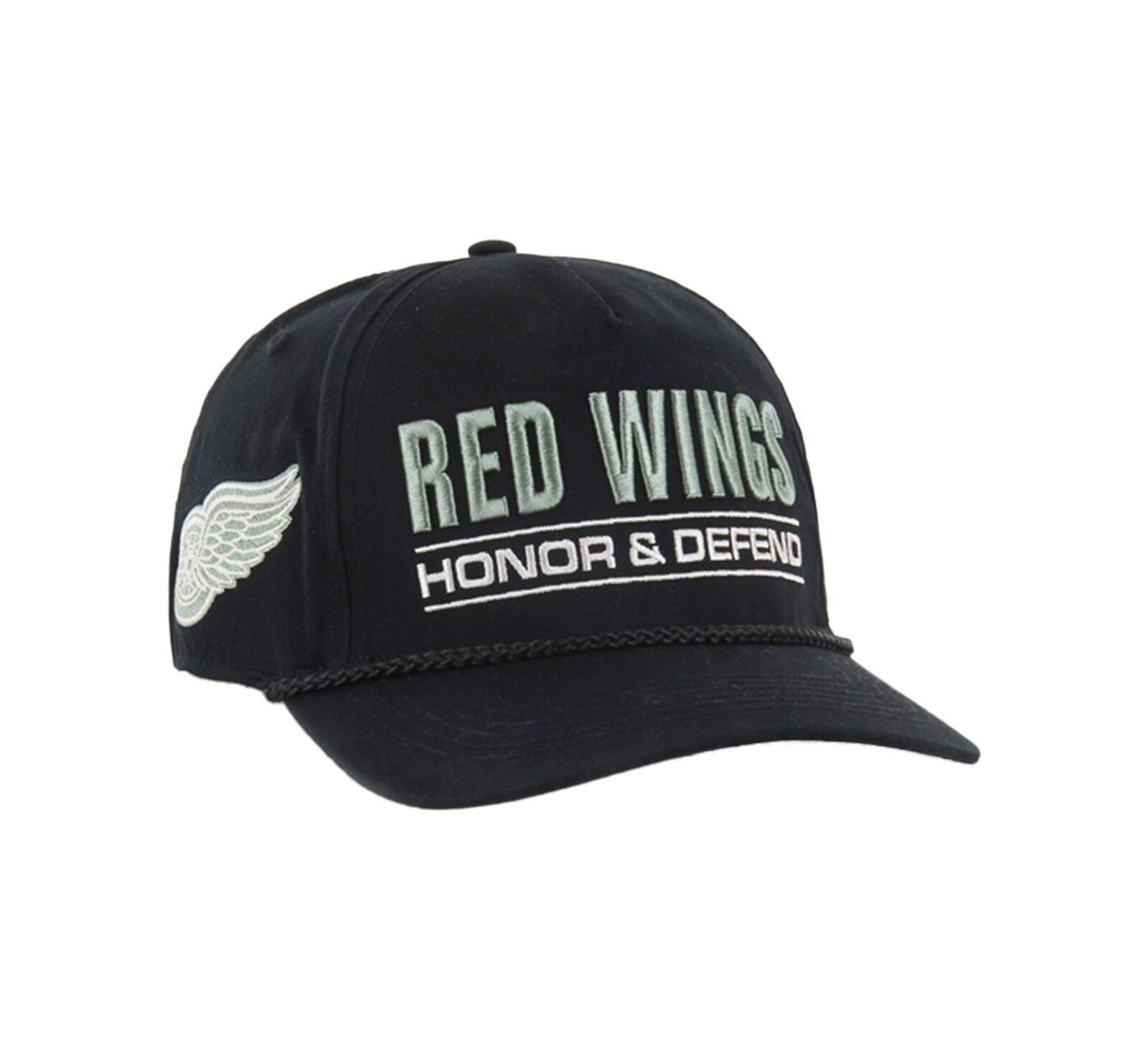 Мужская регулируемая кепка '47 Brand Black Detroit Red Wings OHT Military Appreciation Homeland Honor and Defend Hitch