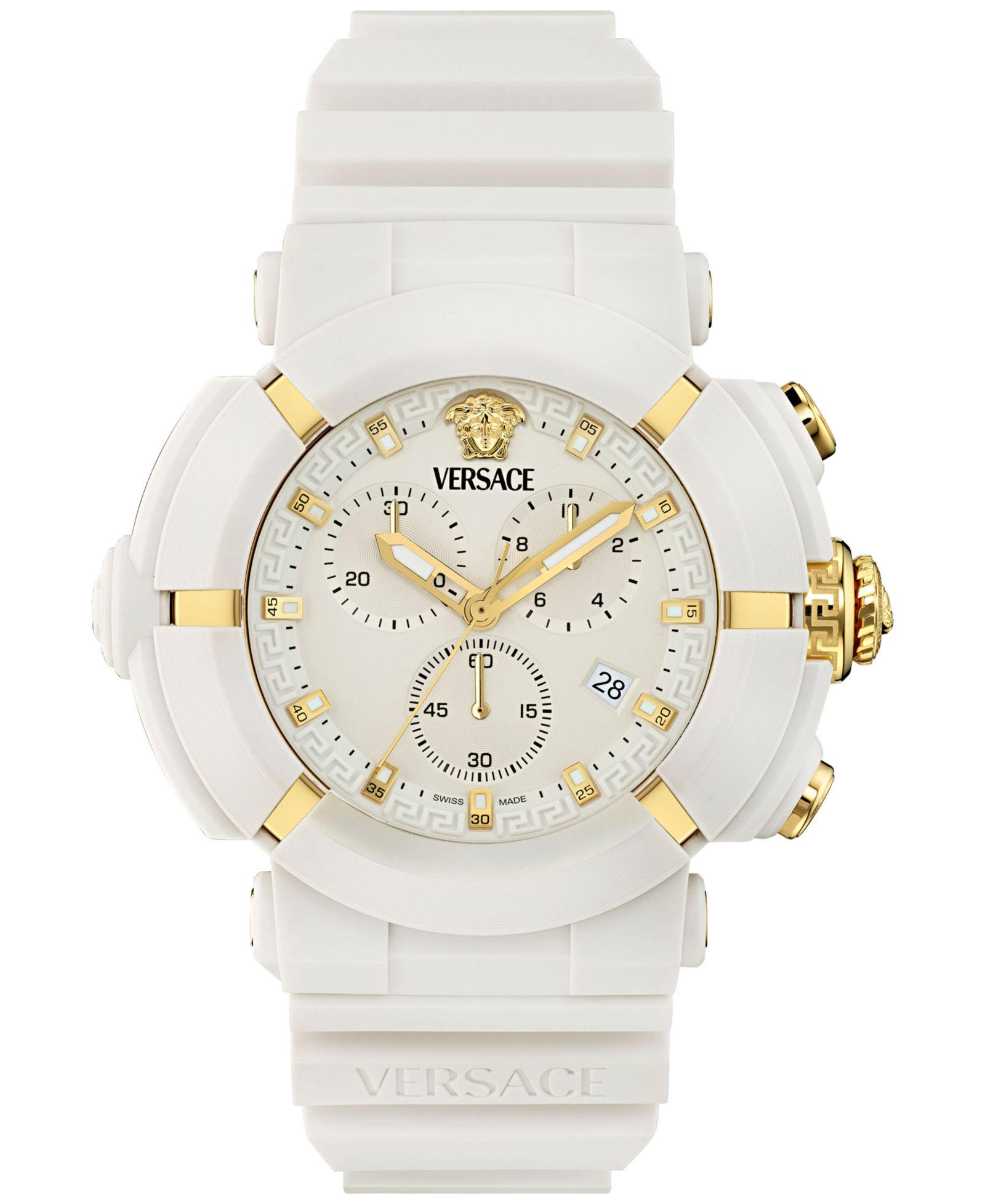 Versace Men's Swiss Chronograph Real Active White TPU Strap Watch 45mm