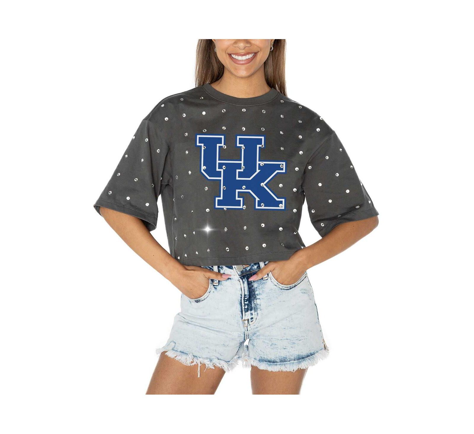 Gameday Couture Women's Gray Kentucky Wildcats Go Time Rhinestone Crop T-Shirt