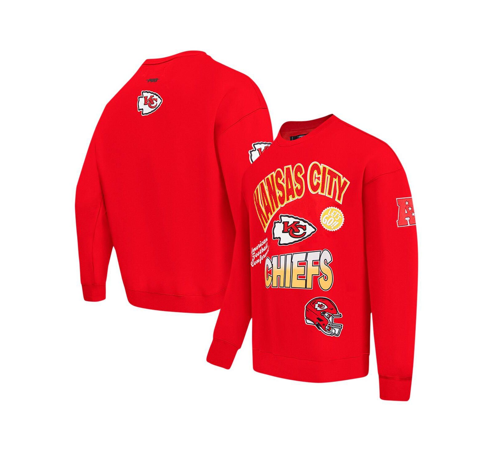 Pro Standard Men's Red Kansas City Chiefs Turn It Up Drop Shoulder Pullover Sweatshirt