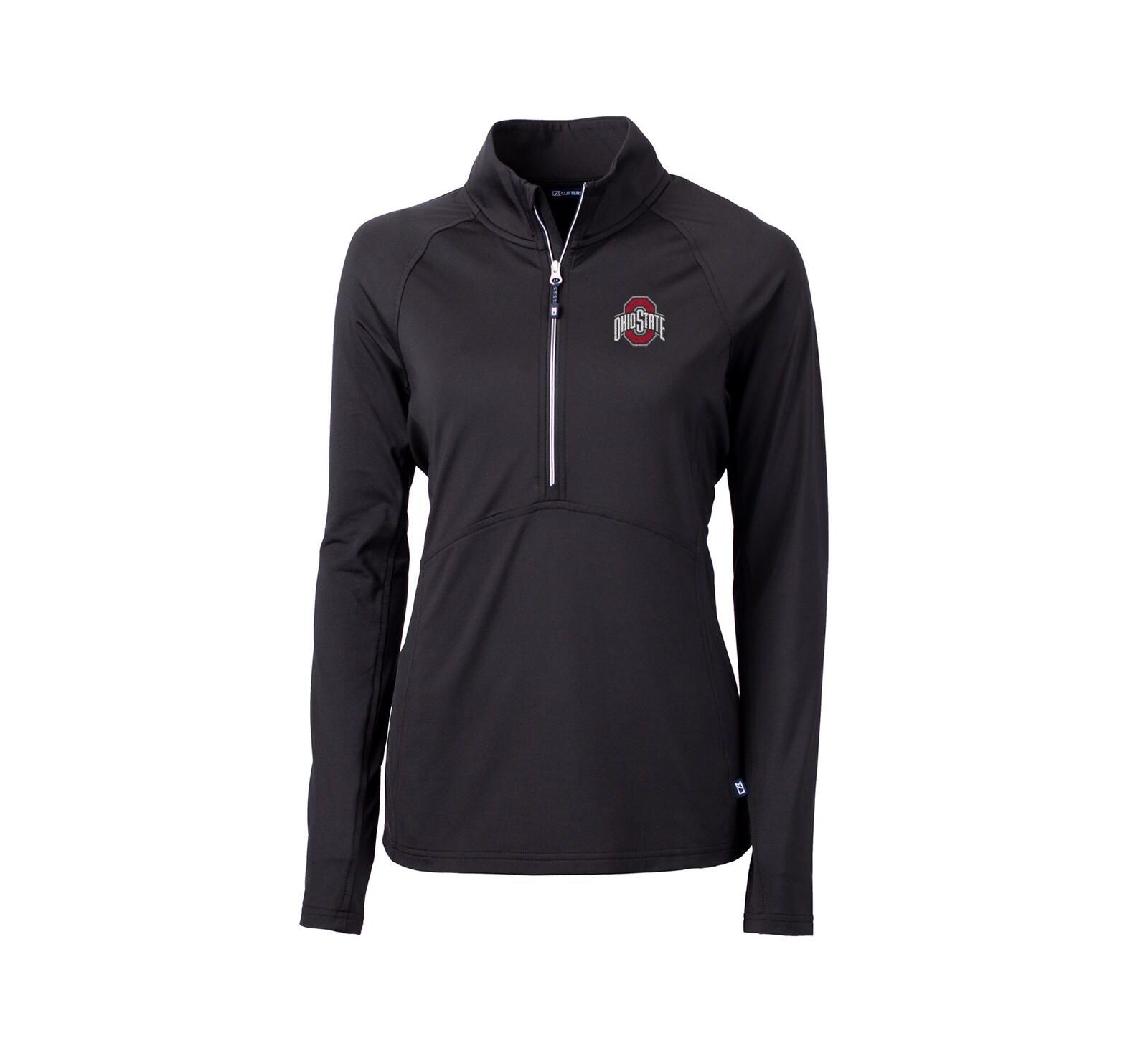 Женская куртка Cutter & Buck Black Ohio State Buckeyes Adapt Eco Knit Half-Zip Pullover Jacket