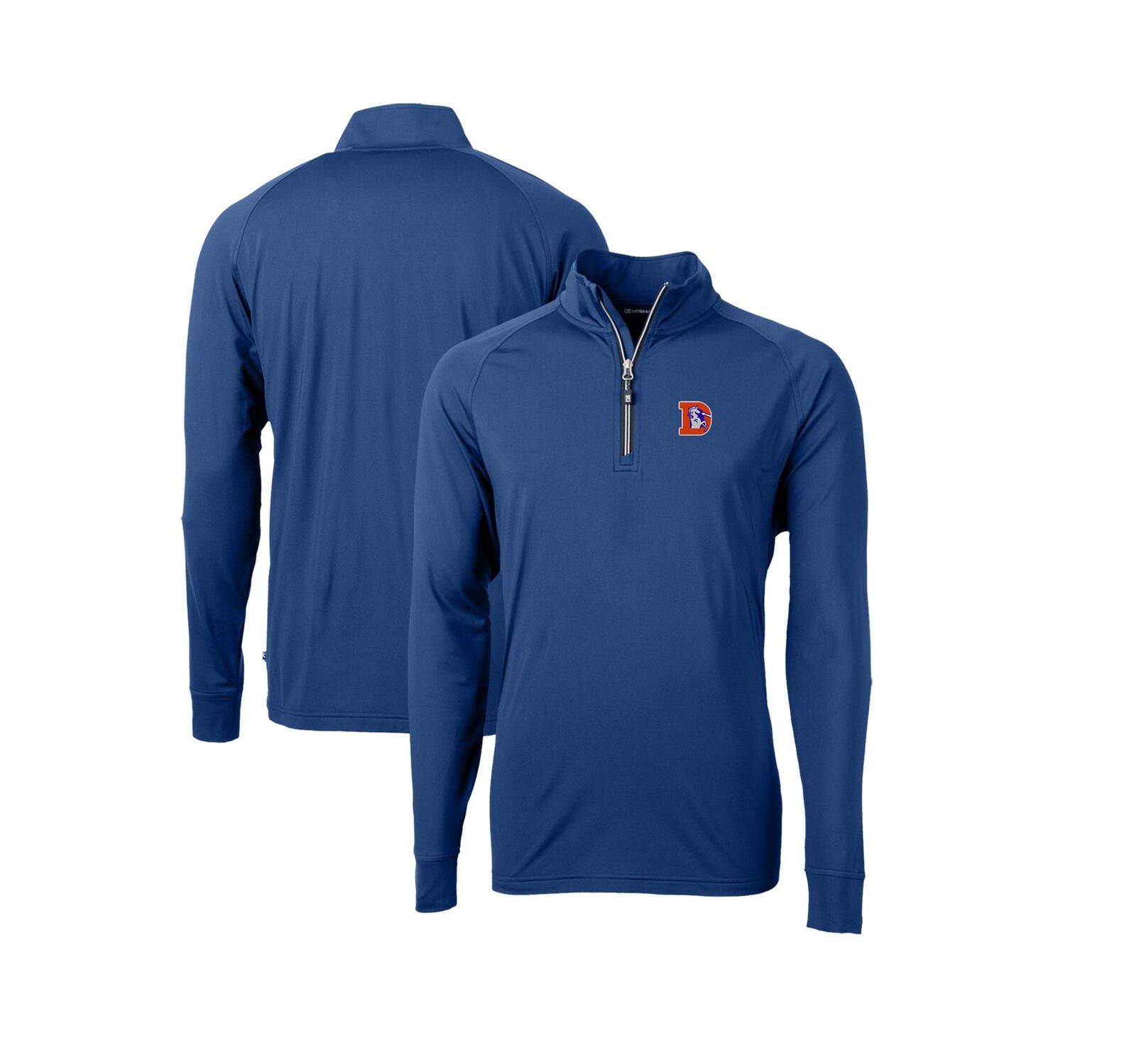 Мужской пульловер Cutter & Buck Royal Denver Broncos Adapt Eco Knit Stretch Quarter-Zip Throwback Top