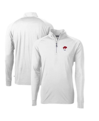 Cutter & Buck Men's White Buffalo Bills Adapt Eco Knit Stretch Quarter-Zip Throwback Pullover Top