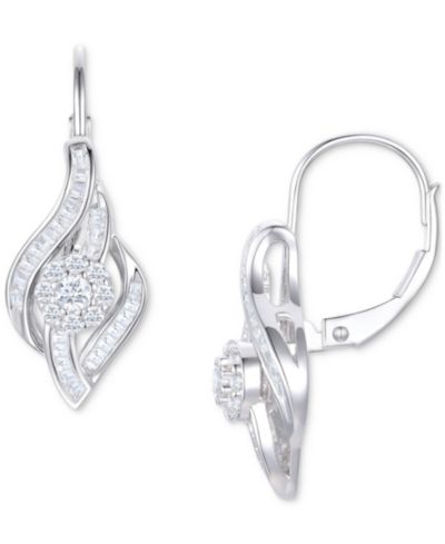 Серьги-подвески с бриллиантами (1/2 ct. t.w.) из белого золота 10k