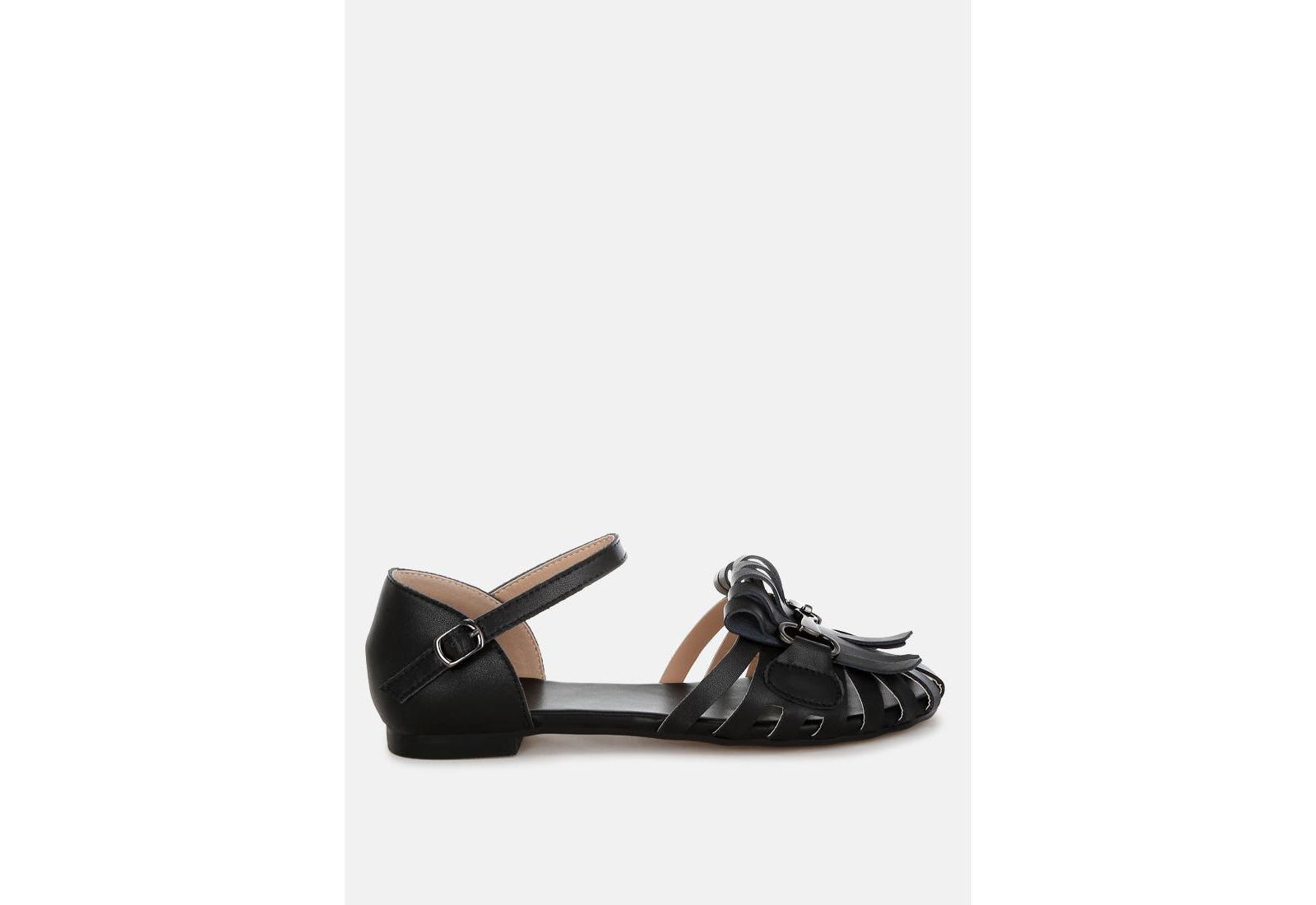 Rag and Co Womens Ramita Horsebit Fringe Flat Sandals