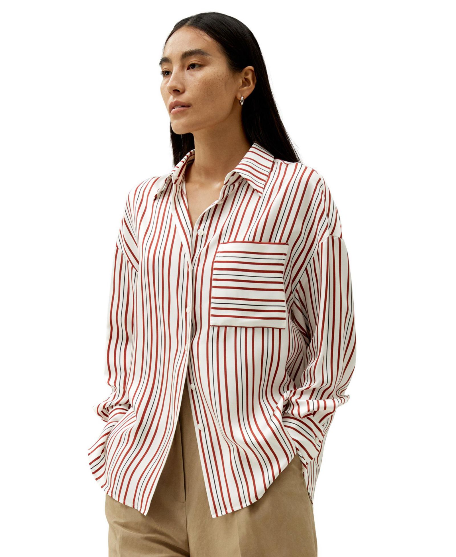Женская рубашка LILYSILK Oversized Striped Silk-Twill