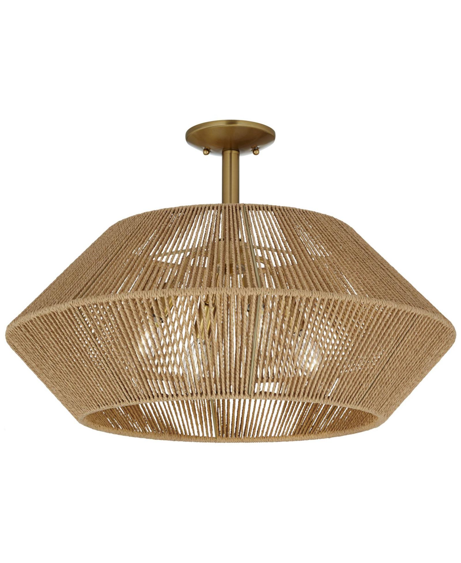Потолочный светильник Possini Euro Design Pedro Modern Coastal, латунь и ротанг