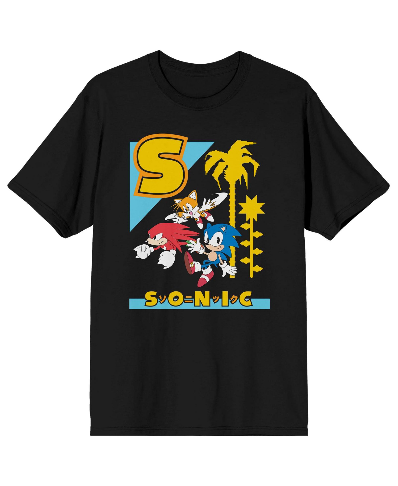 Sonic The Hedgehog Men's Classic S Color Art Crew Neck Short Sleeve Black