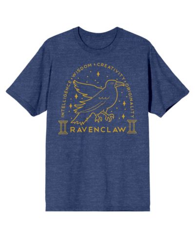 Harry Potter Men's Ravenclaw Crest Gold Line Art Navy Heather T-shirt-XXL