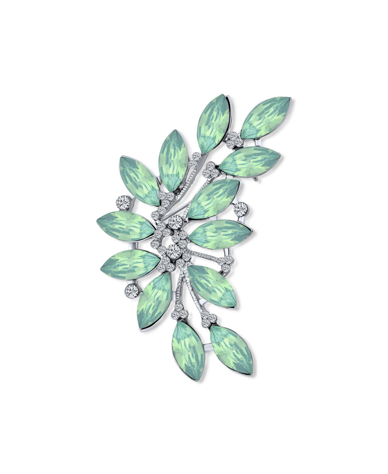 Брошь-значок Bling Jewelry Fashion Marquise Crystal Leaf из позолоченной латуни